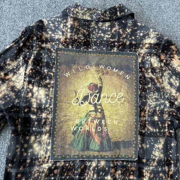 Angry Minnow Vintage Tops - Angry Minnow Vintage Shirt Womens Small Black Bleached Flannel Wild Women Dance